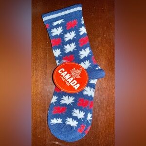 Canadian Maple Leaf Patterned Socks - Canada Blue, Red, and White